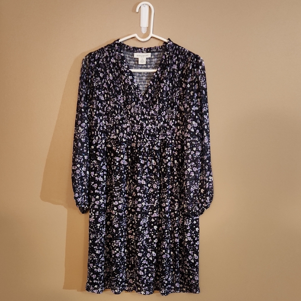 Skye's the Limit Midnight Floral Long Sleeve Dress